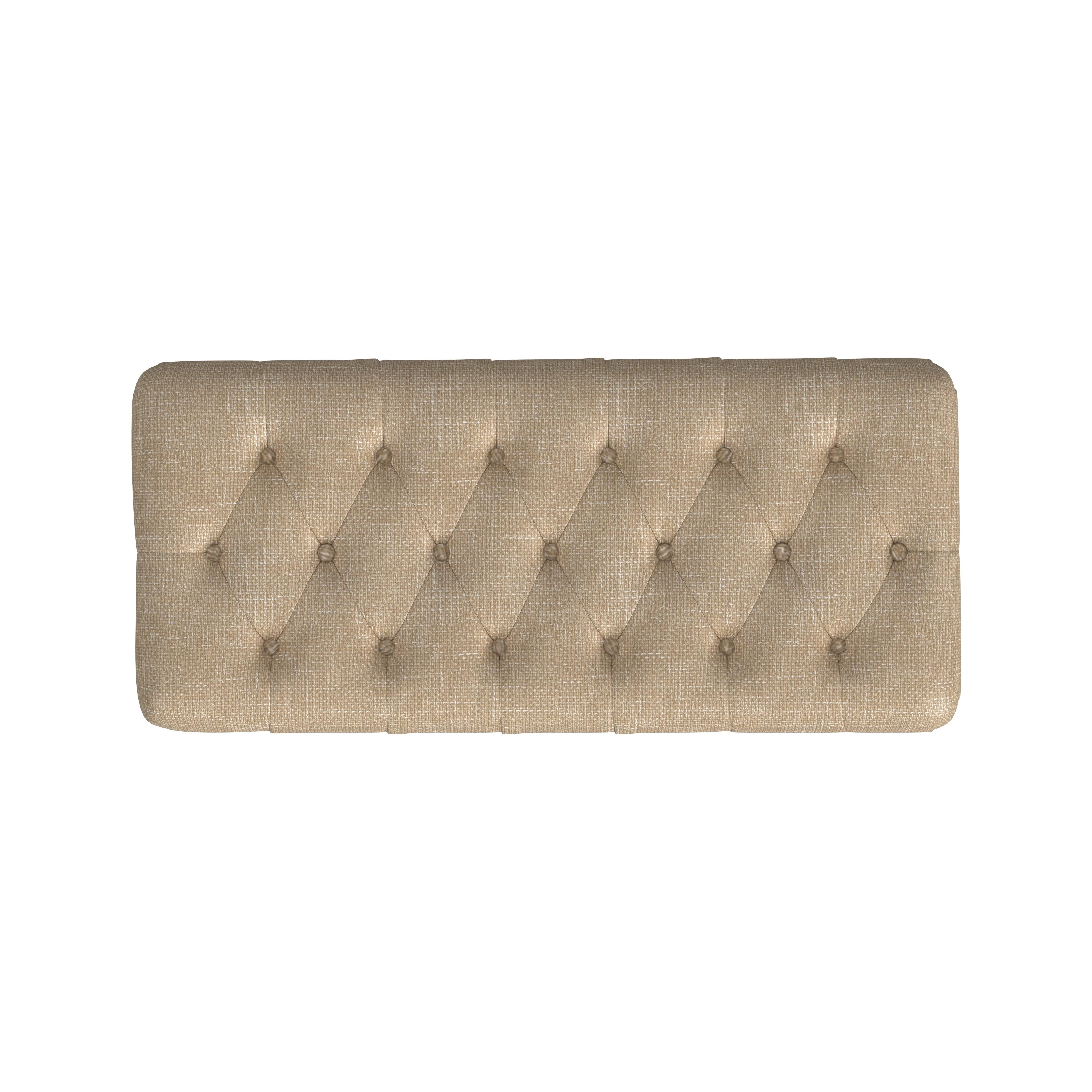 HomePop Button Tufted Storage Bench, 40"W x 18"D x 18"H, Light Tan