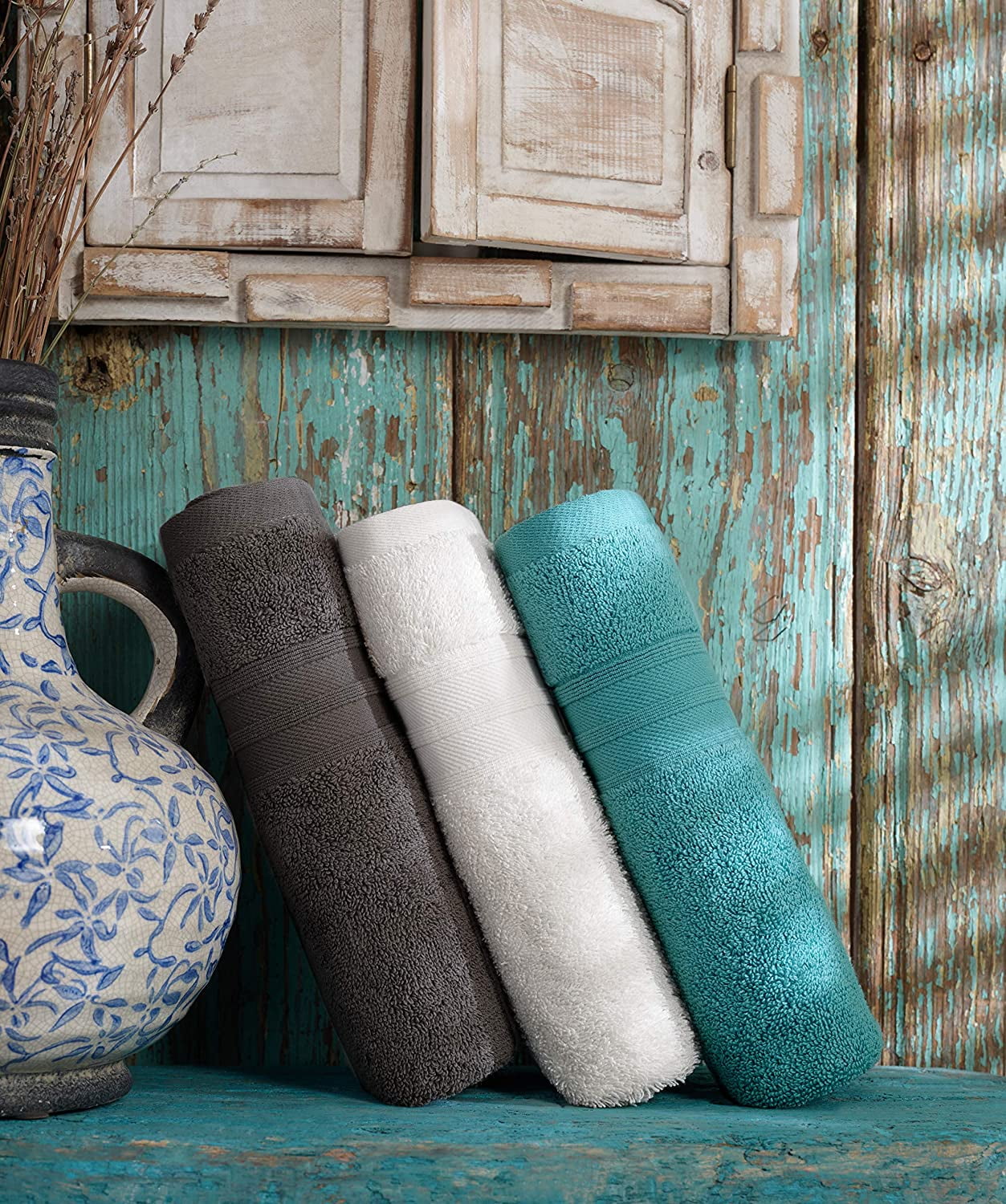 Asiatique Linen - Luxury Medium Gray Bath Towels - Pack of 6 Towels for  Bathroom 24 x 48 inch - 100% Cotton Bathroom Towels 