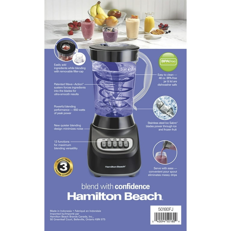 Hamilton Beach Quiet Kitchen System Smoothie Blender, 48 oz. Jar