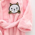 thumbnail image 4 of Boys Girls Cartoon Cat Fleece Hooded Robes Warm Bathrobe Kids Soft Fuzzy Wrap Loungewear for Shower Home, 4 of 6