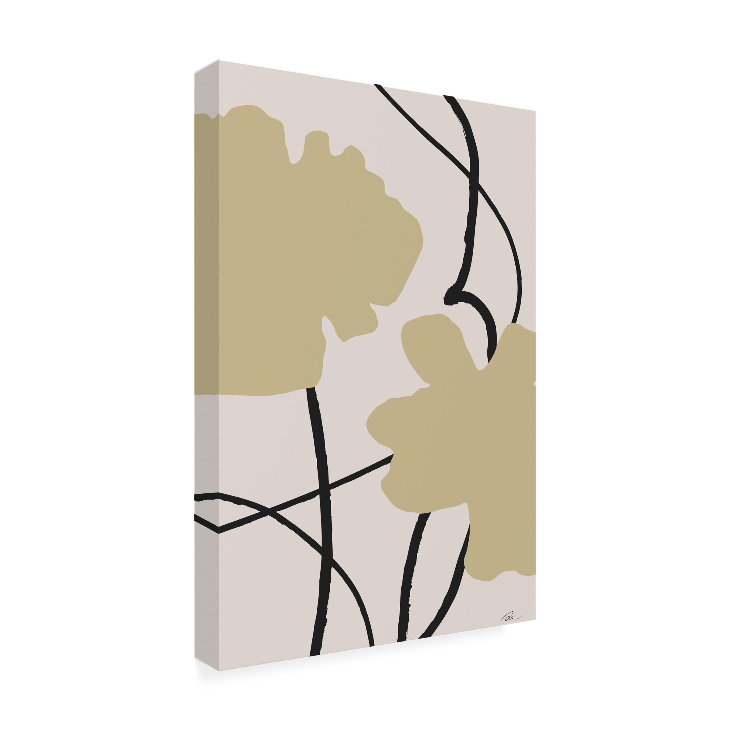 Canvas Wall Art - Pictufy Studio Ii 'Beige Flowers 02' Wall Art for Living Room, Bedroom, or Office DÃ©cor by Trademark Fine Art - 16 x 24 Inches