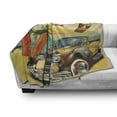 thumbnail image 3 of Retro Soft Flannel Fleece Throw Blanket, Welcome to Hawaii American Pop Art Print with Aged Car Palms Tribal Surfboards, Cozy Plush for Indoor and Outdoor Use, 60" x 80", Multicolor, by Ambesonne, 3 of 6