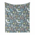 thumbnail image 1 of Cartoon Soft Flannel Fleece Blanket, Childish Earth Worms Ladybugs Birds Flowers Pastel Nature Love Hearts Doodle, Cozy Plush for Indoor and Outdoor Use, 70" x 90", Grey Multicolor, by Ambesonne, 1 of 5