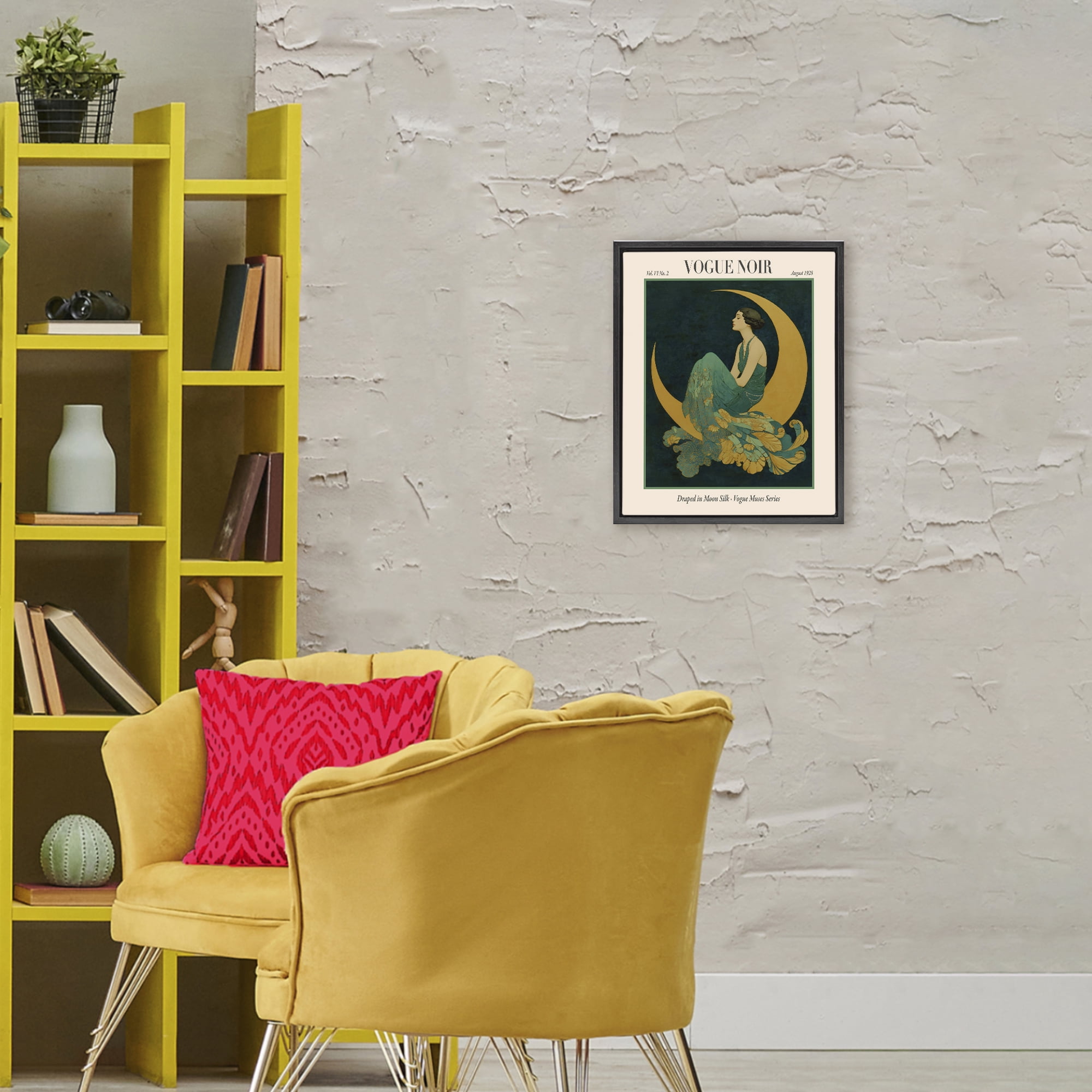 Stupell Industries Draped In Moon Silk Black Framed Floater Canvas Wall Art, design by A Barefoot Stylist