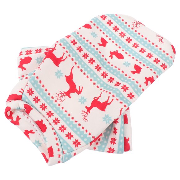 IFANLANDOR 1Pc White Pet Christmas Costume Breathable Dog Apparel with Elk Pattern for Holiday Parties