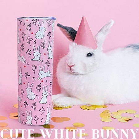 

Cute Bunny Tumbler with Lid and Straw- Bunny Gifts for Women Girls- Pink Kawaii Rabbit Bunny Coffee Mug Cups Skinny Tumbler Water Bottle- Thermal Insulated Tumblers 20 Oz -Birthday Easter Gifts