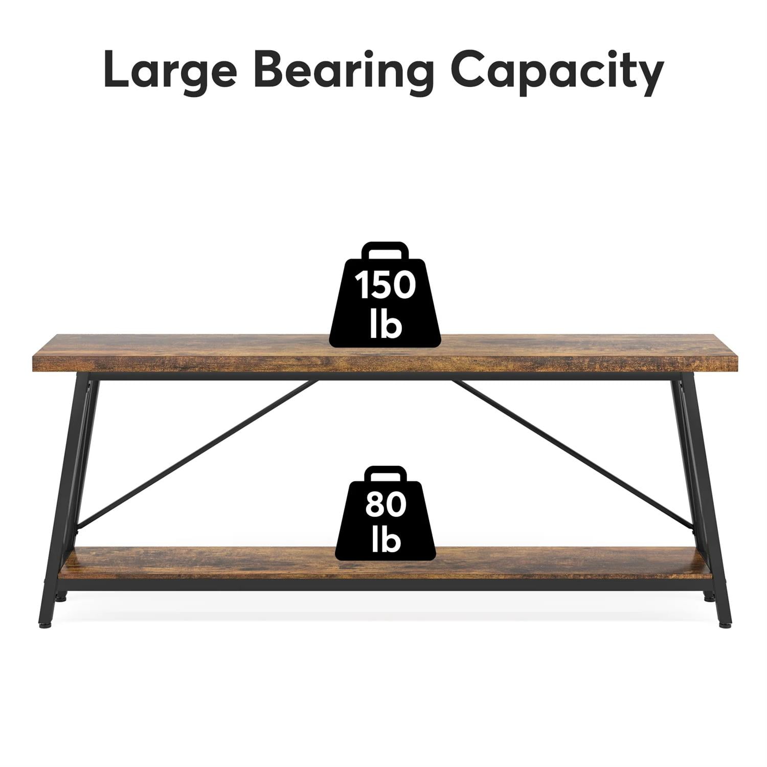 Demi Bonn 70.9" Console Table, Rustic Vintage Narrow Sofa Table for Entryway, Living Room, Hallway, Brown & Black