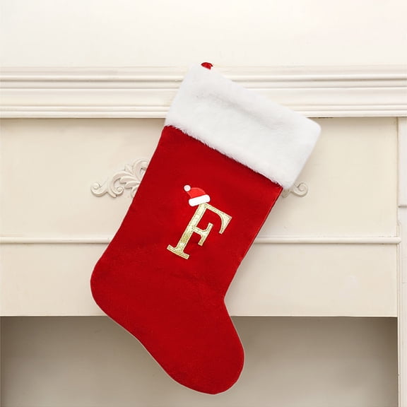BGZLEU Monogram Embroidered Christmas Stockings, 18.5 Inches Cable Knitted Stocking Decorations Fireplace Hanging Stockings for Family Holiday Xmas Party Decor,Red F