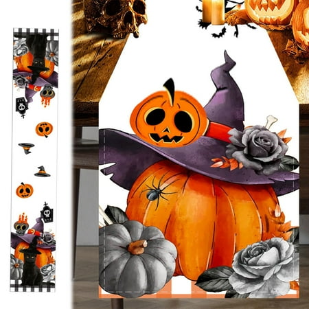 

Halloween Decor Clearance - Halloween Pumpkin Linen Table Flag Party Dining Room Decoration Tablecloth Mat Tablecloth Home Living Room Table Tea Table Decoration(G) - Halloween Outdoor Decorations