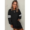 thumbnail image 3 of Women's Black Varsity Contrast Banded Sleeve Shift Sweatshirt Dress | L, 3 of 5