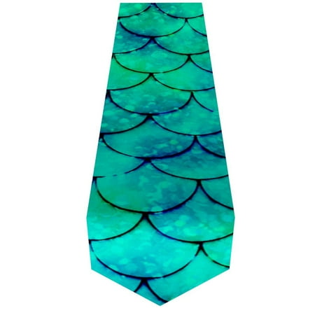 

OWNTA Mermaid Green Scales Pattern Elegant Polyester Table Runner Perfect for Your Tables - Dining Table Decoration