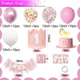 thumbnail image 2 of 1st Birthday HighChair Banner Birthday Baby Girl, Pink White Balloons, Tulle And Ribbon Banner, Cake Smash Photo Prop for One Year Old First Birthday Party Decorations (Pink), 2 of 6