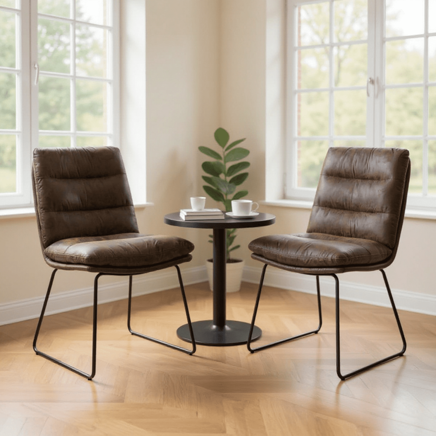 Homy Casa - Ensemble de 4 chaises de salle à manger rembourrées, pieds en métal antirouille et patins ajustables