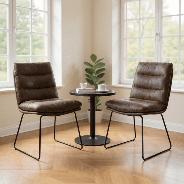 Homy Casa 2 Pack Dining Chairs with Channel Tufted Cushion and Anti Rust Sled Legs for Dining Area