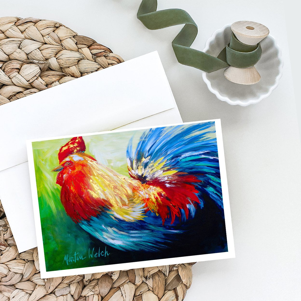 Bird - Rooster Chief Big Feathers Greeting Cards Pack of 8 7 in x 5 in