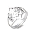 thumbnail image 5 of 304 Stainless Steel Hollow Out Flower Adjustable Ring Wide Band Ring for Women Stainless Steel color Size 6 1/2(16.9mm), 5 of 5