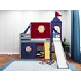 thumbnail image 5 of JACKPOT! Castle Low Loft Bed with Slide, Red Yellow and Blue Tent and Tower, Twin, Gray, 5 of 6