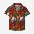 thumbnail image 2 of CAUYDY Boys Hawaiian Shirt Short Sleeve Button Down Shirt Casual Floral Tropical Beach Shirts(L101-Red,4-5 Y), 2 of 4