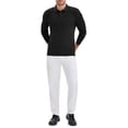 thumbnail image 2 of Camisa de polo de punto de negocios de color sólido de manga larga para hombre L negra, 2 of 6