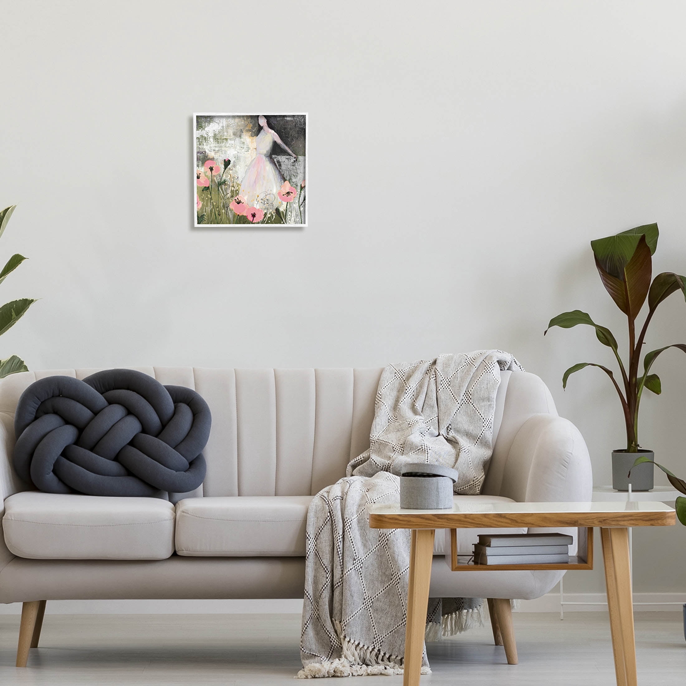 Stupell Industries Contemporary Meadow Woman Collage Painting White Framed Art Print Wall Art, Design by Ruth Fromstein