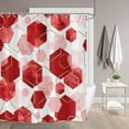 thumbnail image 5 of Red Shower Curtain, Red White Abstract Geometric Modern Grid Pattern Minimalist Bath Curtains Waterproof Fabric with Hooks for Home Decor, 72Wx72H, 5 of 6