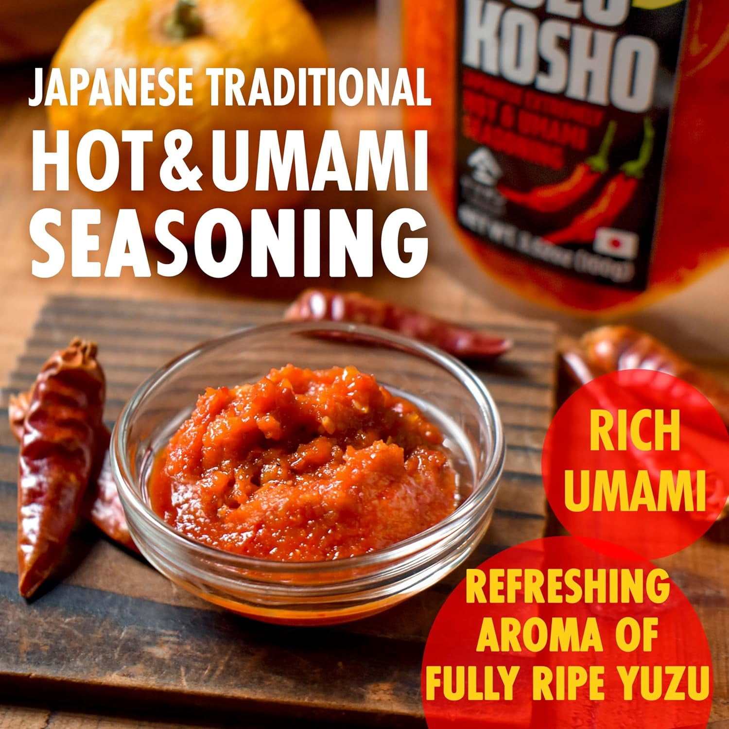 Yamasan Yuzu Kosho Japanese Spicy Red Pepper Paste, Umami Seasoning, 3.52oz