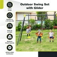 thumbnail image 4 of iRerts Outdoor Swing Sets for Kids, 3 in 1 Metal Swing Set with 2 Single Swings and 1 Swing Glider, Kids Playground Set for Backyard Garden Park, Kids Backyard Swing Set for Boys Girls, 4 of 9