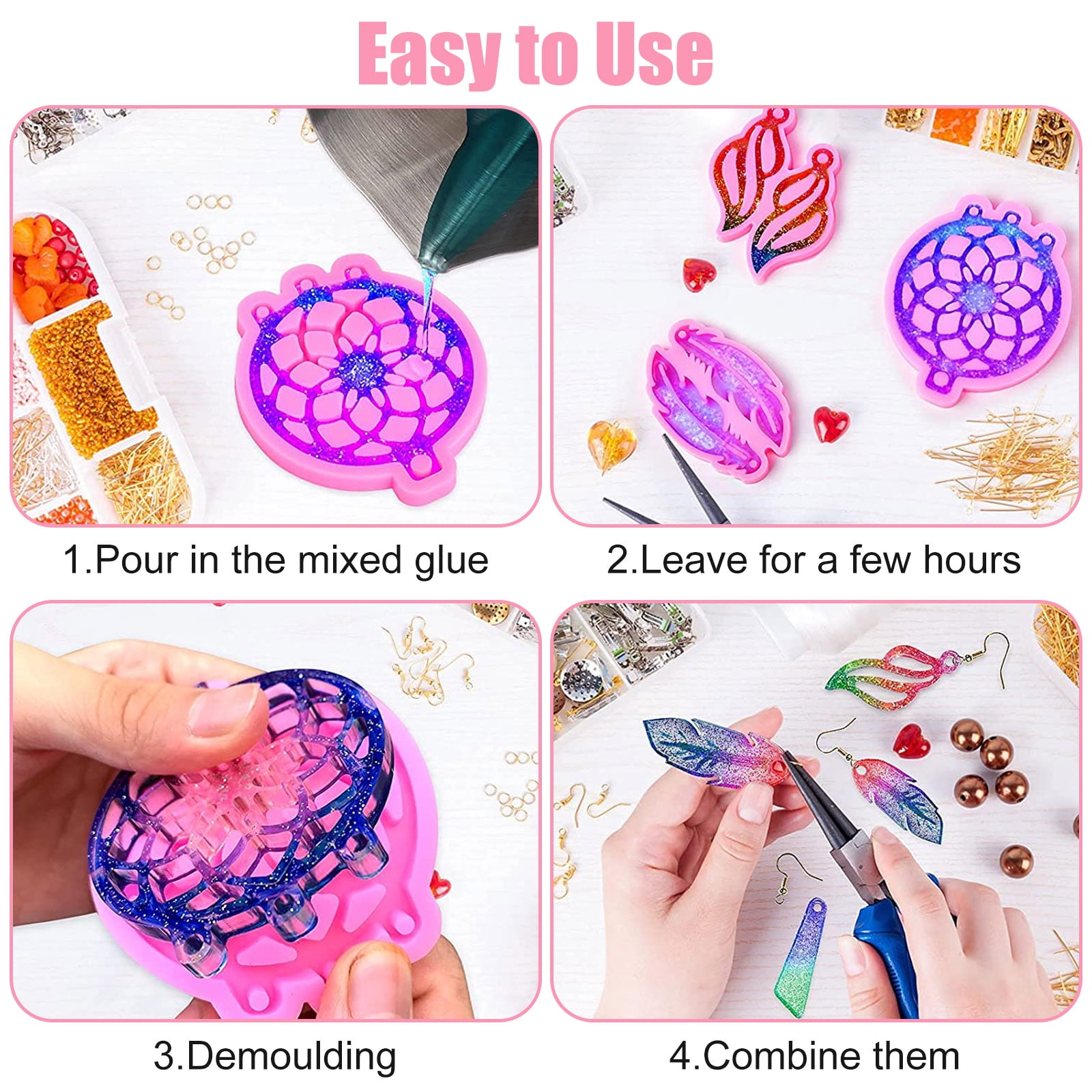 2pcs Handmade Jewelry Diy Crystal Glue Resin Silicone Cup & Slot For Mixing  And Adjusting Adhesive