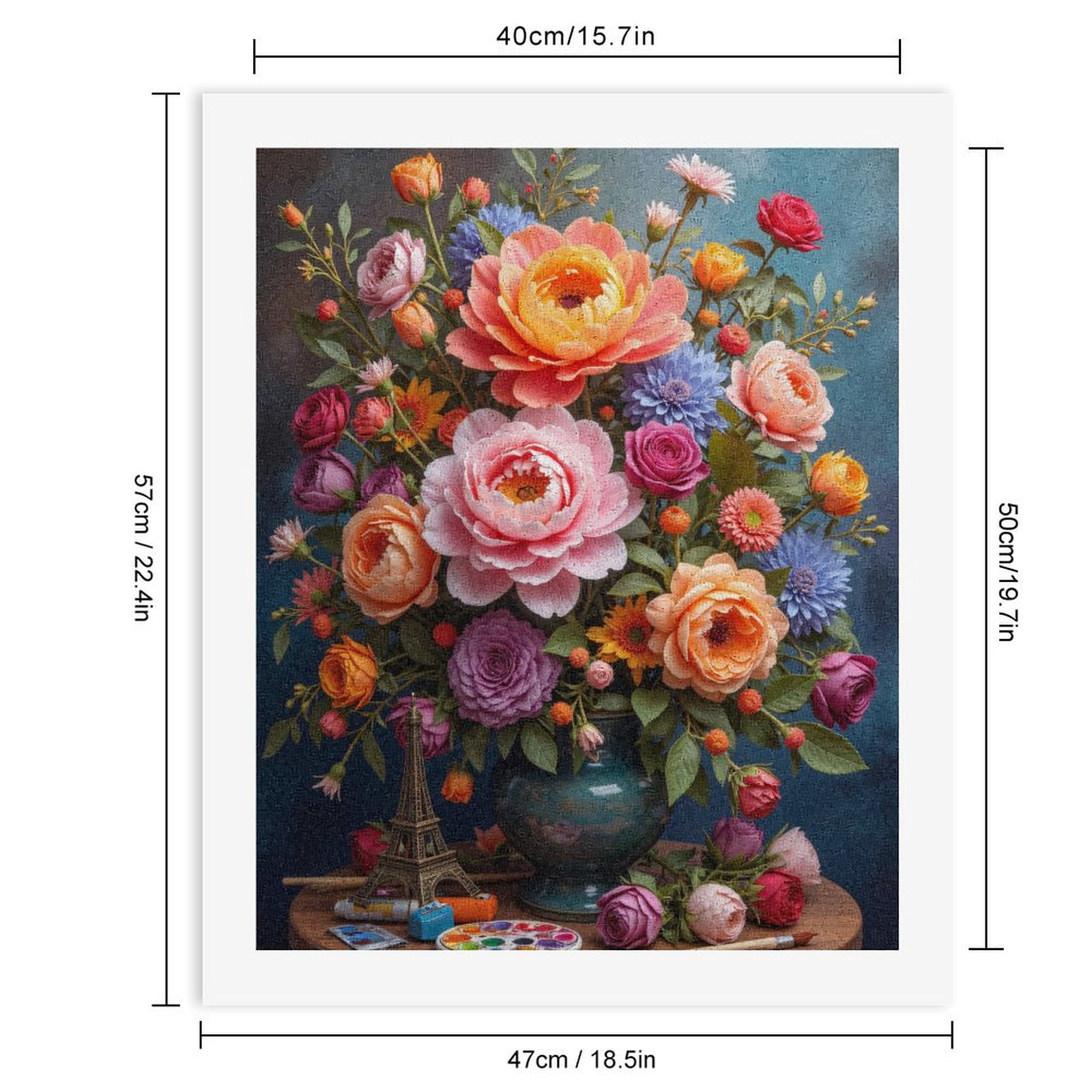Paint By Numbers Kit for Adults Beginner - Flowers Vase Art Eiffel Paints DIY Canvas Painting Kits for Adults, Frameless Paint By Number for Adults for Home Wall Decor 16x20 Inch