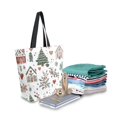 thumbnail image 2 of FORMRS Womens Canvas Tote Bag with Zipper Inner Pocket Shoulder Handbag, White Nordic Christmas House, 2 of 7