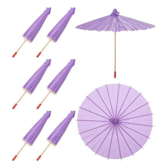 6 Pcs Paper Umbrellas ,8" Paper Parasol Umbrella for Craft,Purple