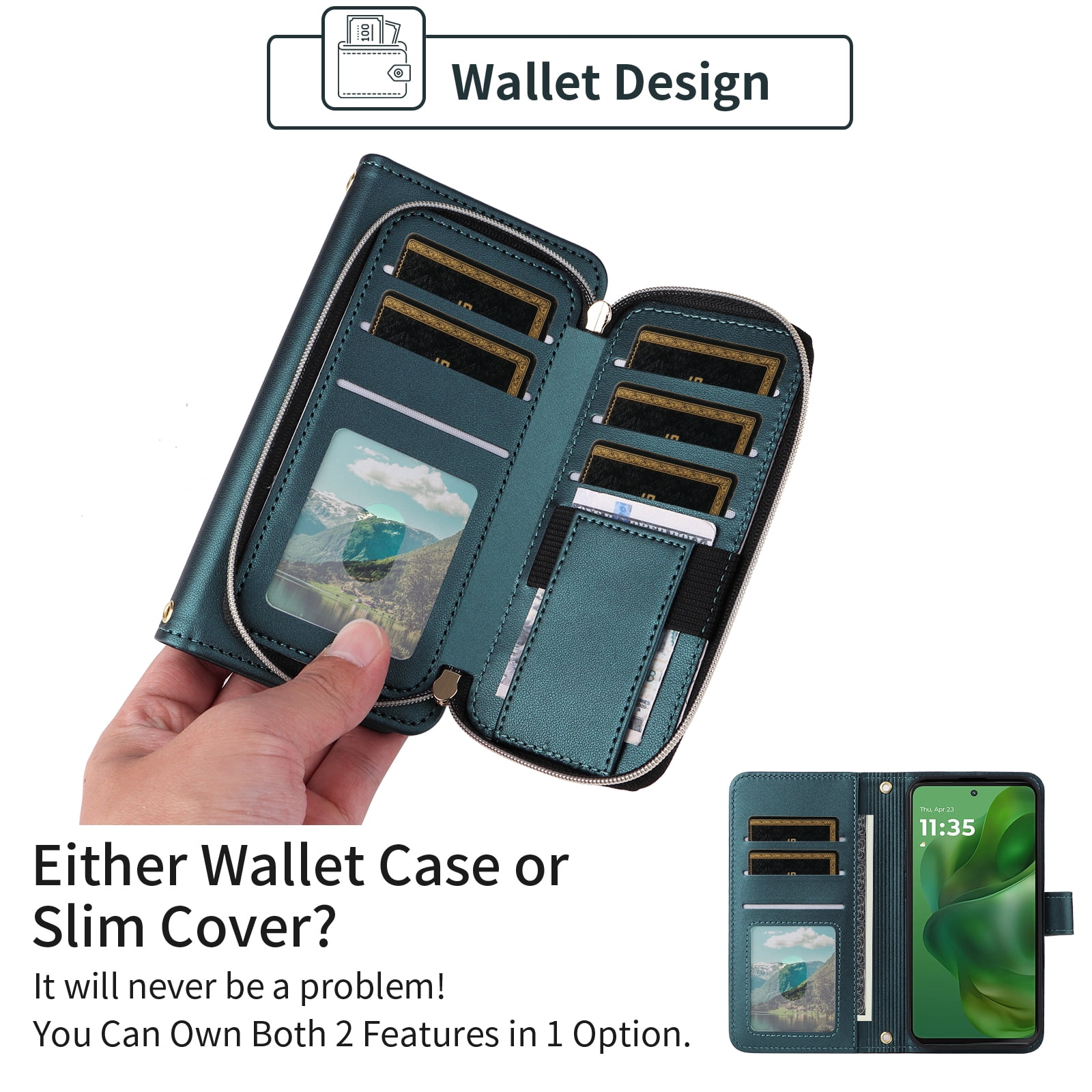 Furiet Argyle Wallet Case for Motorola Moto G Power 5G 2025 with Wrist/Shoulder Strap, Card Slots Zipper Purse Luxury PU Leather Stand Checkered Cell Phone Cover for XT2515-1 Women Girls Green
