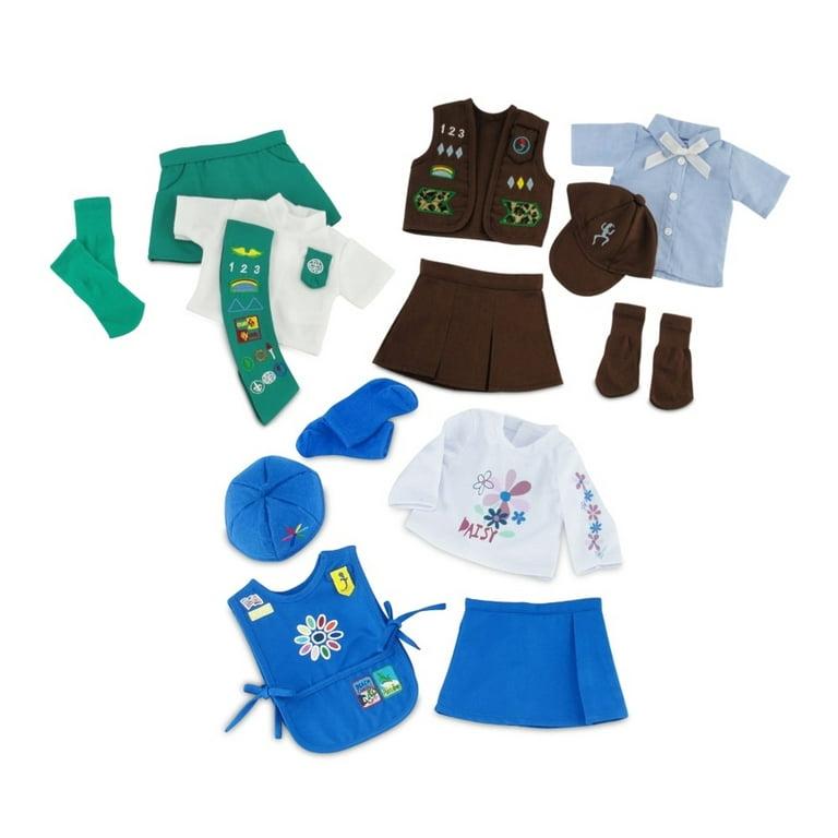 Emily Rose 18 Inch Doll 3 Pack Girl Scout Inspired Modern Uniforms,  Including Daisy, Brownie and Junior Scout 18 Doll Outfits