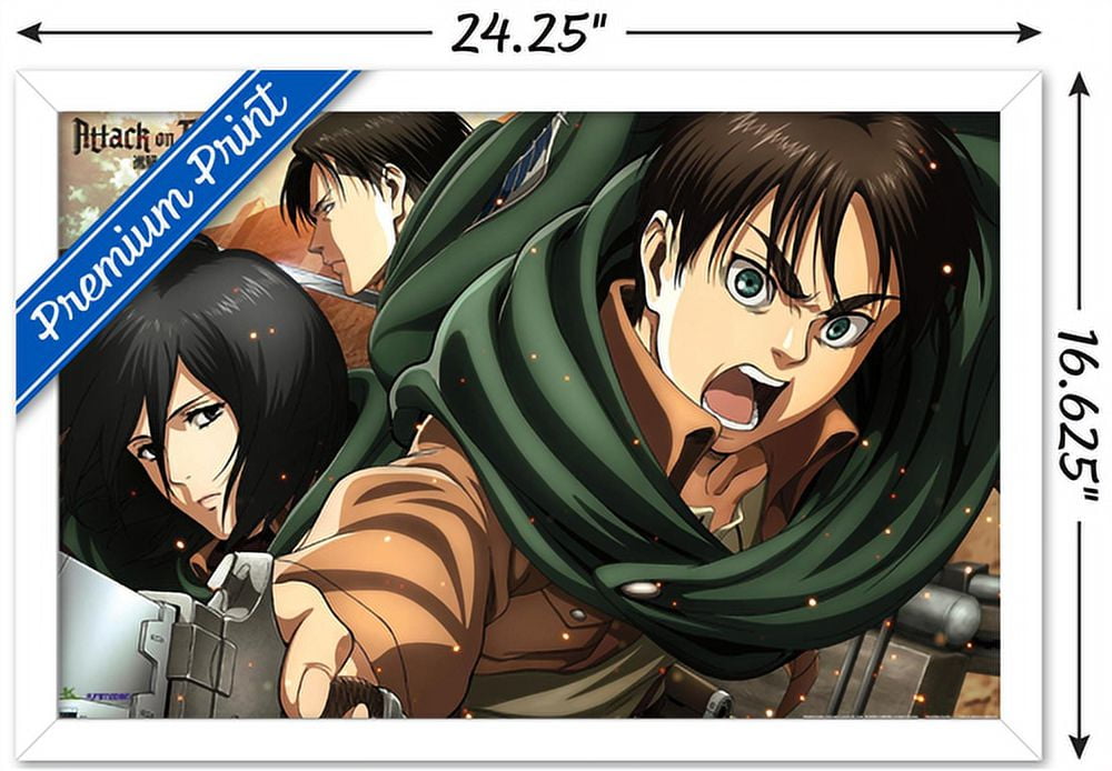 Attack on Titan: Season 2 - Intense Wall Poster, 14.725" x 22.375", Framed
