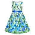 thumbnail image 1 of Girls Dress Blue Flower Cotton Sleeveless Sundress 9-10 Years, 1 of 7