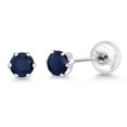 thumbnail image 5 of Gem Stone King Platinum Blue Sapphire Stud Earrings for Women Men (0.44 Cttw, Gemstone September Birthstone, Round 3.5MM), 5 of 6