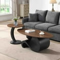 thumbnail image 3 of Black Nesting Coffee Table Set of 2, Oral and Round Coffee Table Set, Industrial Table for Living Room, Large 47.24'', Small 19.69'', 3 of 9