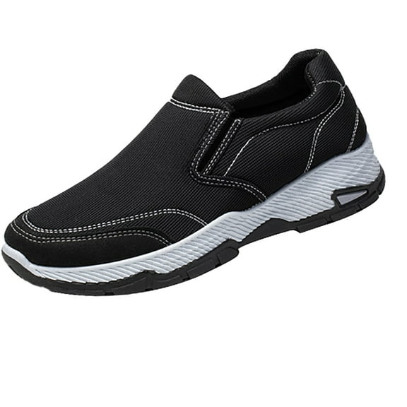 XIMIN Men Loafers Waterproof Slip-On Comfortable Lightweight Walking Cushioning Shoes Easy On/Off Design for Commuting Standing Work Casual Wear (9.5, Black)