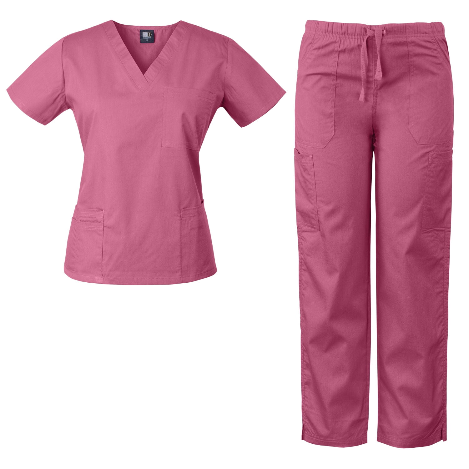 MedGear Womens Scrubs Set Medical Uniform - 4 Pocket Top & Multi-pocket ...