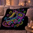 thumbnail image 6 of Retro Neon Roller Skate Boombox Pattern Vibrant 80S, Festive Holiday Scene, Warm Flannel Blanket for Living Room and Reading Nook, Art Lovers Christmas Gift, Festive Home Decor, 6 of 9