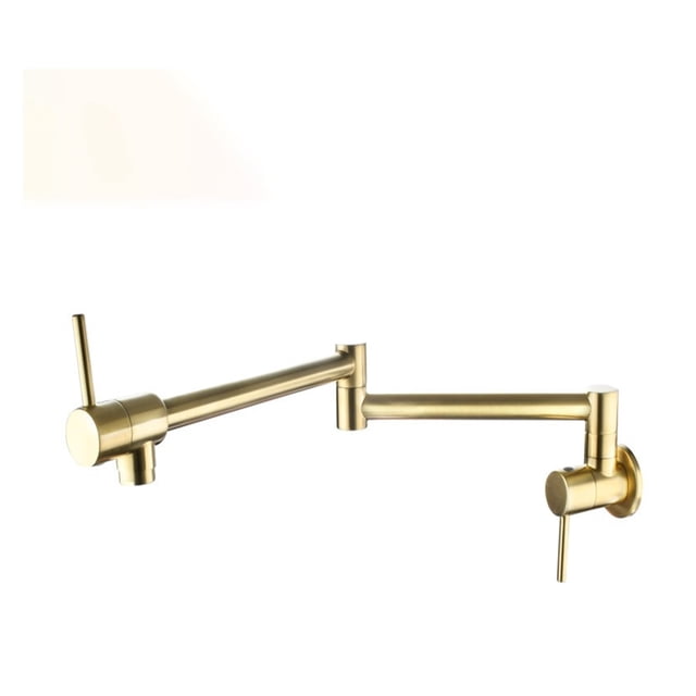 Brushed Golden Kitchen Faucet Single Cold Water Single Lever Foldable Rotatable Spout Wall Mount Sink Tap 9 Types ,bar Laundry RV Farmhouse