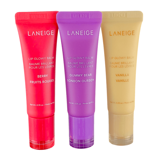 Set de trío de bálsamos labiales Glowy Berry LANEIGE, osito de gominola, vainilla