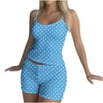 thumbnail image 6 of FAHXNVB Womens Pajamas Set Casual Polka Dot Printed Sleepwear Soft Pj Sets 2 Piece Sleeveless Cropped Cami Top and Shorts Loungewear S-XXL, 6 of 6