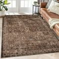 thumbnail image 4 of Vintage Floral 10x13 Rugs Reddish Brown Washable Area Rug for Bedroom Living Room Non Slip Boho Rug Thin Printed Faux Wool Soft Floor Carpet for Dining Room Nursery Playroom Indoor Office, 4 of 8