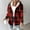 Red6, variant on FDGIU Women's Flannel Shacket - Fleece Lined Hooded Jacket, Casual Long Sleeve Loose Fit Plaid Outerwear for Fall Winter Fashion