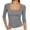 Gray, variant on TGSLY Scoop Neck Ribbed Knit Tops for Women Lightweight Soft 3/4 Sleeve Solid Color Blouses Slim Dressy Casual Fall Crop Fitted Shirts M