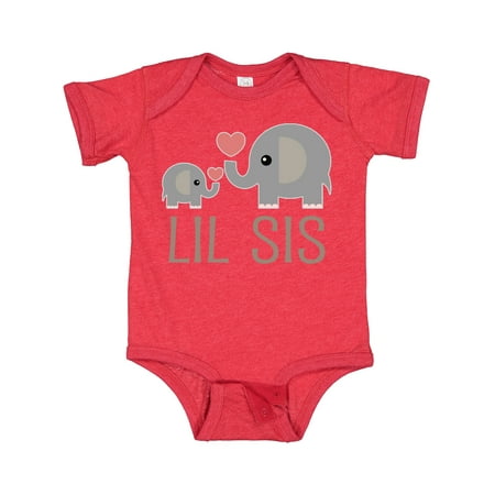 

Inktastic Little Sister Elephant Gift Baby Girl Bodysuit