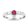 thumbnail image 3 of Claddagh Heart Promise Ring Ruby CZ 925 Sterling Silver Size 7, 3 of 7