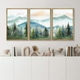 thumbnail image 3 of IDEA4WALL Framed Canvas Print Wall Art Set of 3 Watercolor Pastel Mountain Range Pine Tree Forest Nature Wilderness Geometric Modern Art Floral Calm/Relax/Cozy for Rooms - Natural 16"x24"x3, 3 of 5