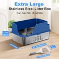 thumbnail image 2 of Stainless Steel Litter Box Non-stick, XL Side Opening Splash-Proof & Leak-Proof Seamless Seal, Large Capacity, Cat Litter Box with Lid for Multi-Cats, Large Cats, Easy-Clean & Durable (Blue), 2 of 7